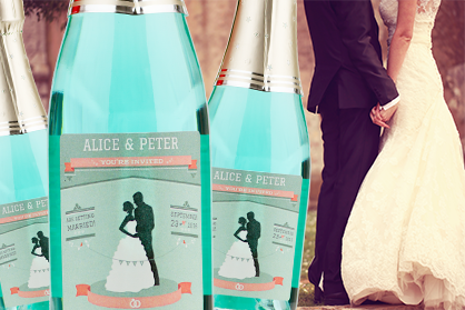 Use mini champagne bottles as invitations.